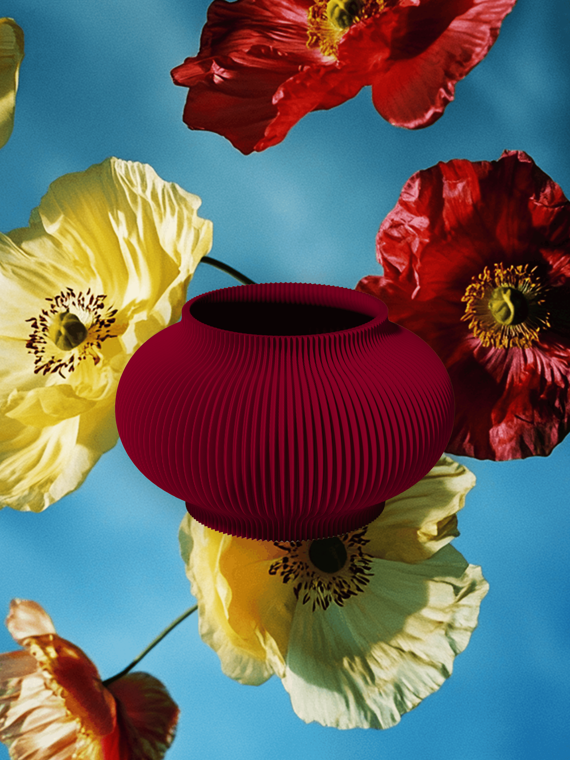 Bao - Vaso elegante e sostenibile, realizzato in 100% PLA biodegradabile, stampato in 3D e Made in Italy. Il suo design raffinato ed ecologico in bordeaux aggiunge un tocco di stile e sostenibilità a qualsiasi ambiente.