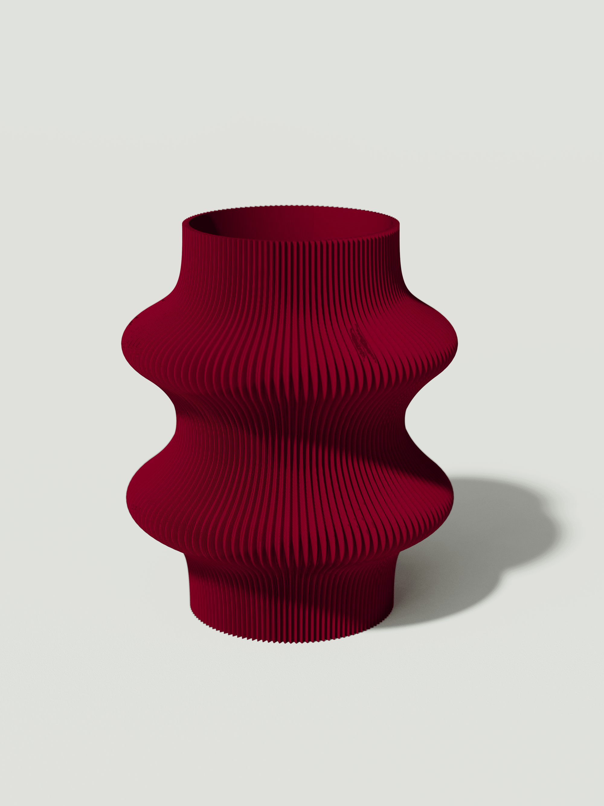 Marylin - Vaso elegante e sostenibile, realizzato in 100% PLA biodegradabile, stampato in 3D e Made in Italy. Il suo design raffinato ed ecologico in bordeaux aggiunge un tocco di stile e sostenibilità a qualsiasi ambiente.