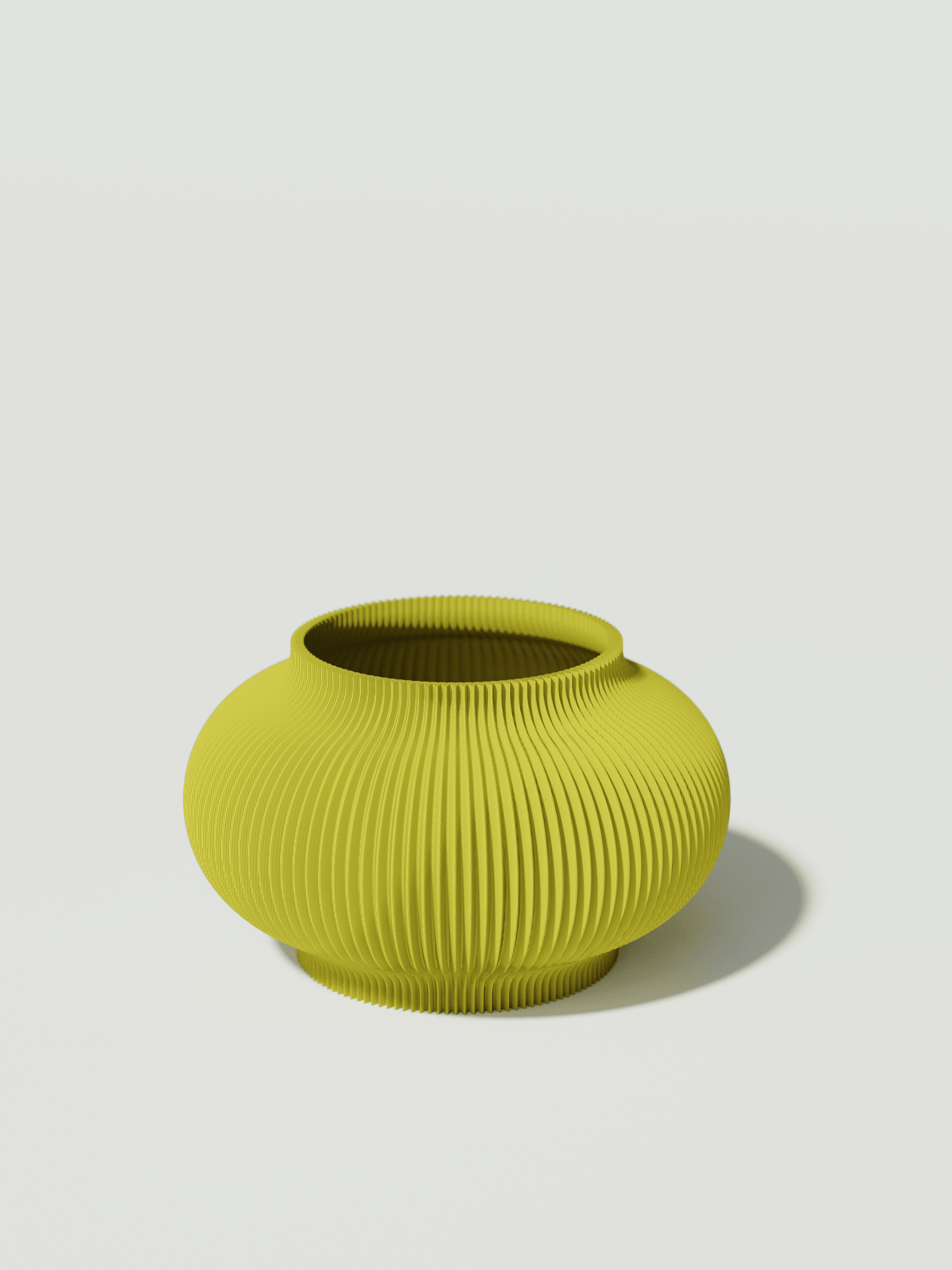 Bao -  Vaso elegante e sostenibile, realizzato in 100% PLA biodegradabile, stampato in 3D e Made in Italy. Il suo design raffinato ed ecologico in giallo aggiunge un tocco di stile e sostenibilità a qualsiasi ambiente.