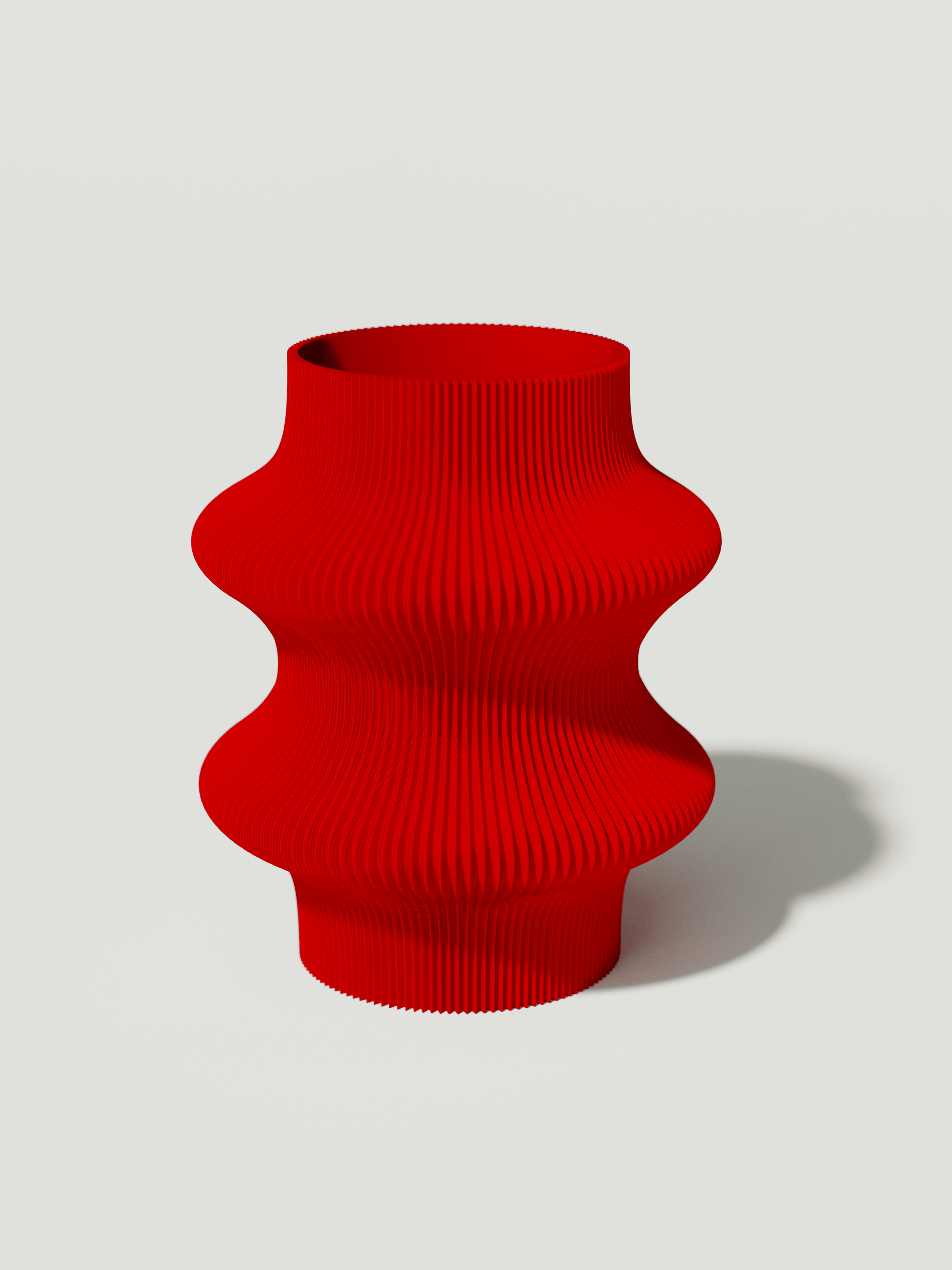 Marylin - Vaso elegante e sostenibile, realizzato in 100% PLA biodegradabile, stampato in 3D e Made in Italy. Il suo design raffinato ed ecologico in rosso aggiunge un tocco di stile e sostenibilità a qualsiasi ambiente.