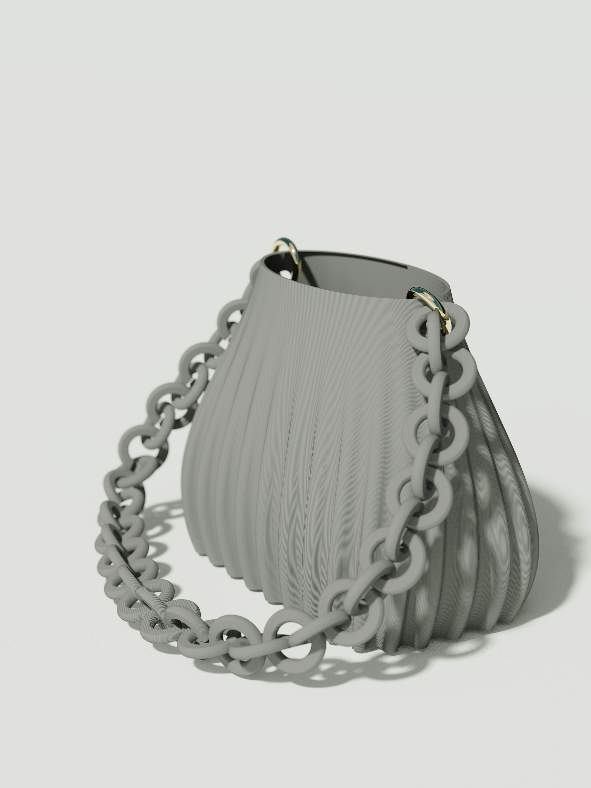 Ariel - Borsa innovativa e sostenibile, realizzata in 100% PLA biodegradabile, stampata in 3D e Made in Italy. Il suo design moderno ed elegante in grigio la rende perfetta per chi ama lo stile senza rinunciare alla sostenibilità.