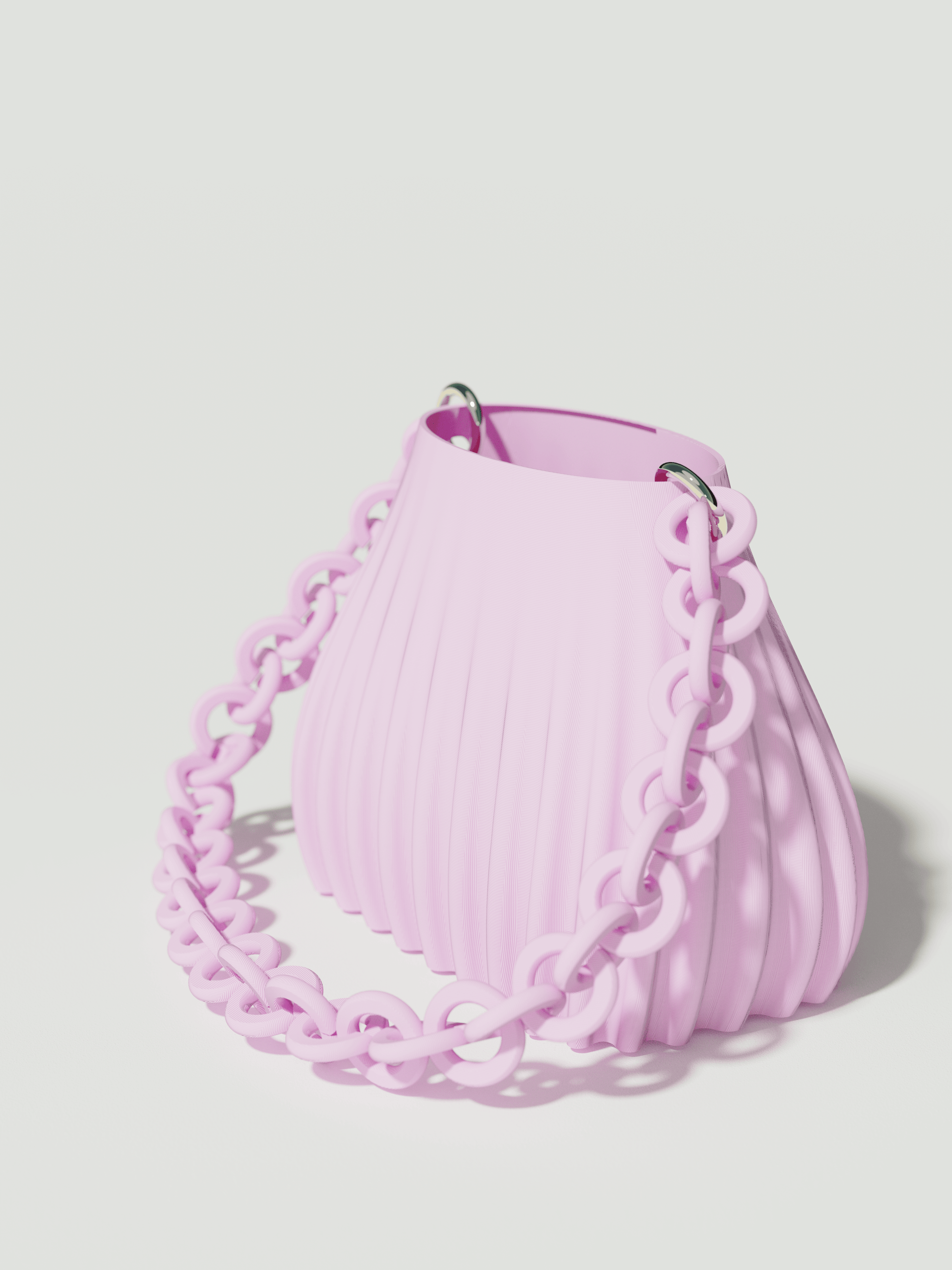 Ariel - Borsa innovativa e sostenibile, realizzata in 100% PLA biodegradabile, stampata in 3D e Made in Italy. Il suo design moderno ed elegante in rosa la rende perfetta per chi ama lo stile senza rinunciare alla sostenibilità.