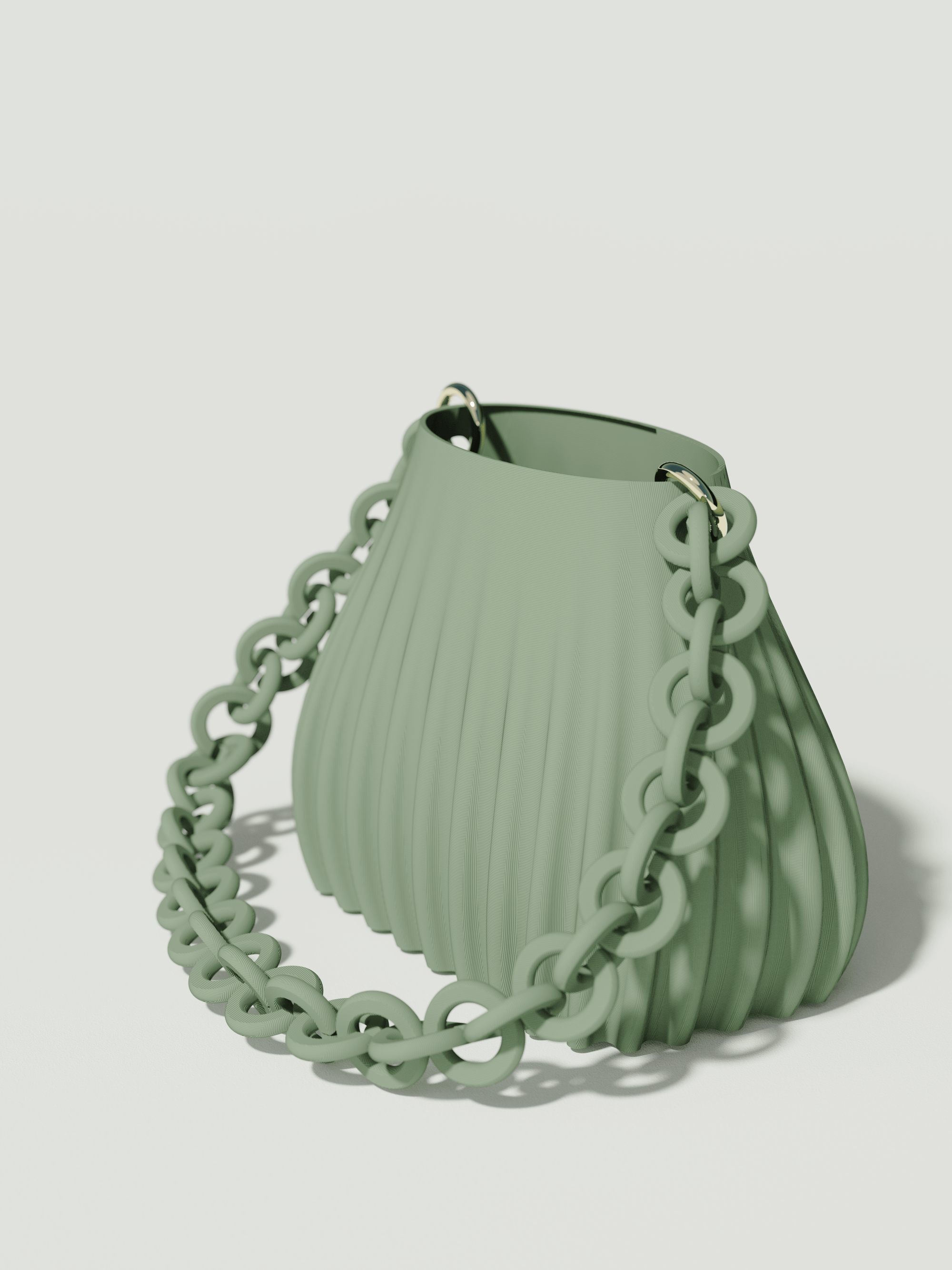 Ariel - Borsa innovativa e sostenibile, realizzata in 100% PLA biodegradabile, stampata in 3D e Made in Italy. Il suo design moderno ed elegante in verde la rende perfetta per chi ama lo stile senza rinunciare alla sostenibilità.