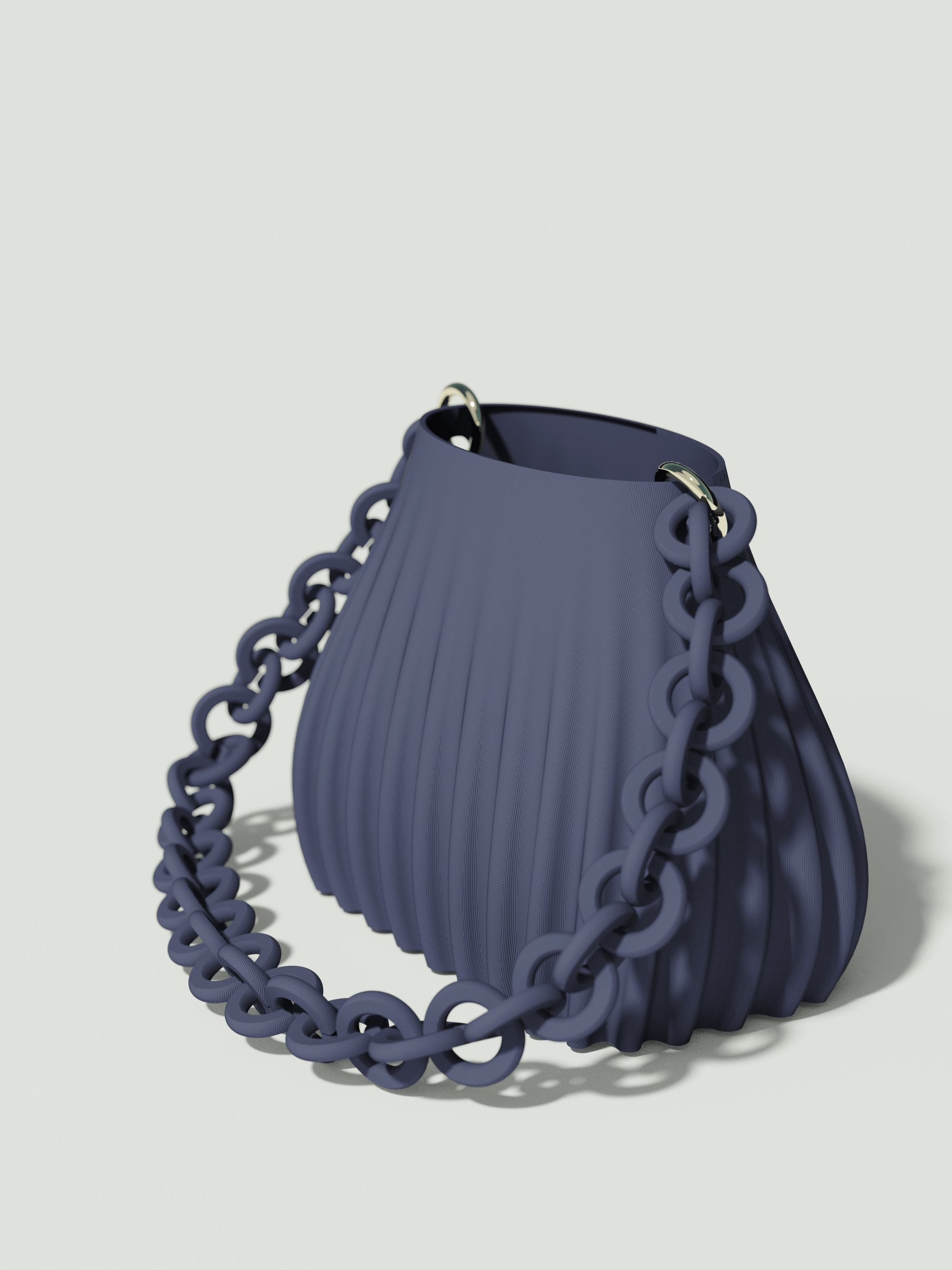 Ariel - Borsa innovativa e sostenibile, realizzata in 100% PLA biodegradabile, stampata in 3D e Made in Italy. Il suo design moderno ed elegante in blue la rende perfetta per chi ama lo stile senza rinunciare alla sostenibilità.