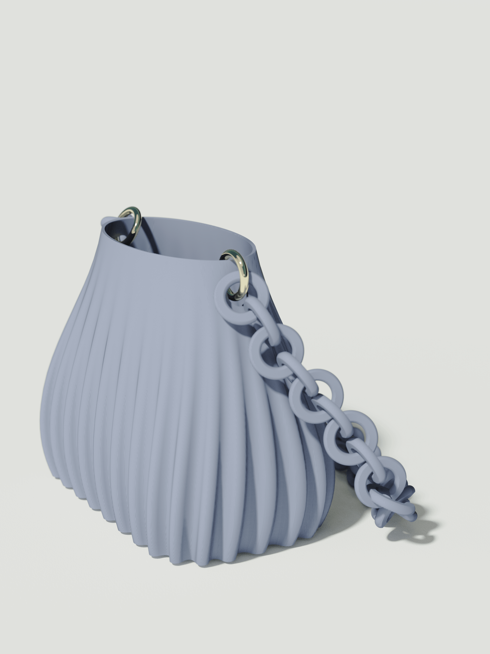 Ariel - Borsa innovativa e sostenibile, realizzata in 100% PLA biodegradabile, stampata in 3D e Made in Italy. Il suo design moderno ed elegante in celeste la rende perfetta per chi ama lo stile senza rinunciare alla sostenibilità.