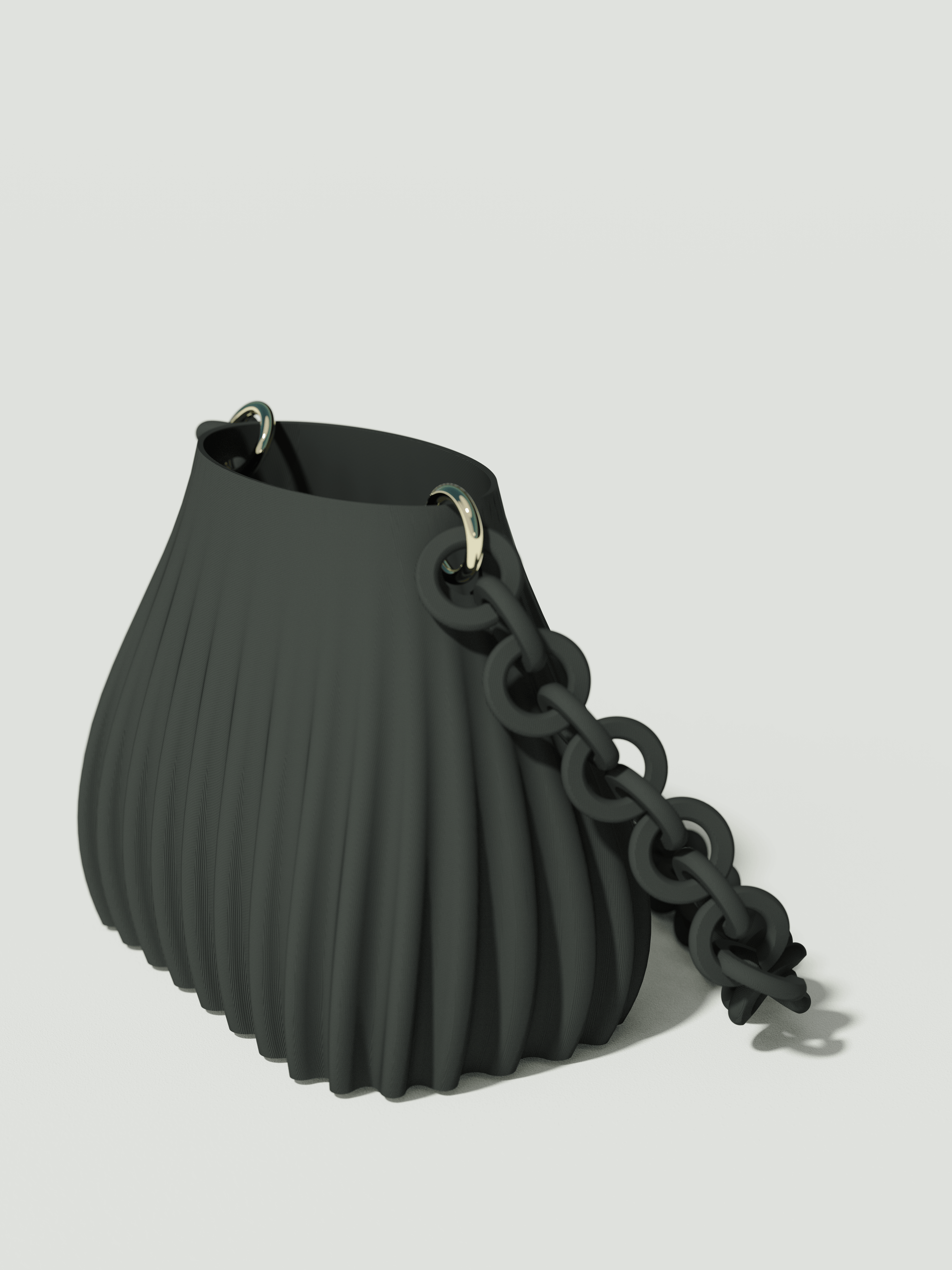 Ariel - Borsa innovativa e sostenibile, realizzata in 100% PLA biodegradabile, stampata in 3D e Made in Italy. Il suo design moderno ed elegante in nero la rende perfetta per chi ama lo stile senza rinunciare alla sostenibilità.