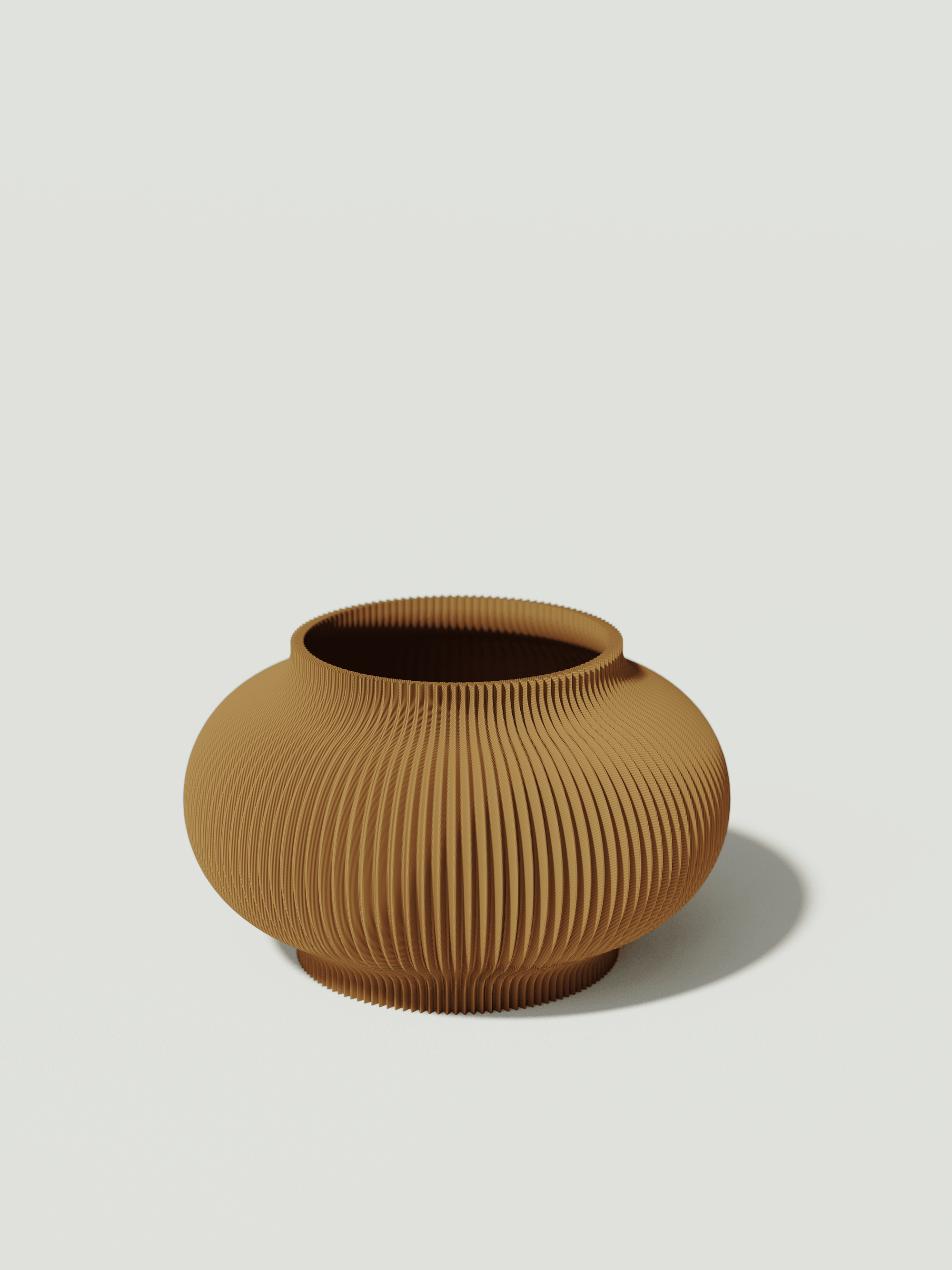 Bao -  Vaso elegante e sostenibile, realizzato in 100% PLA biodegradabile, stampato in 3D e Made in Italy. Il suo design raffinato ed ecologico in senape aggiunge un tocco di stile e sostenibilità a qualsiasi ambiente.