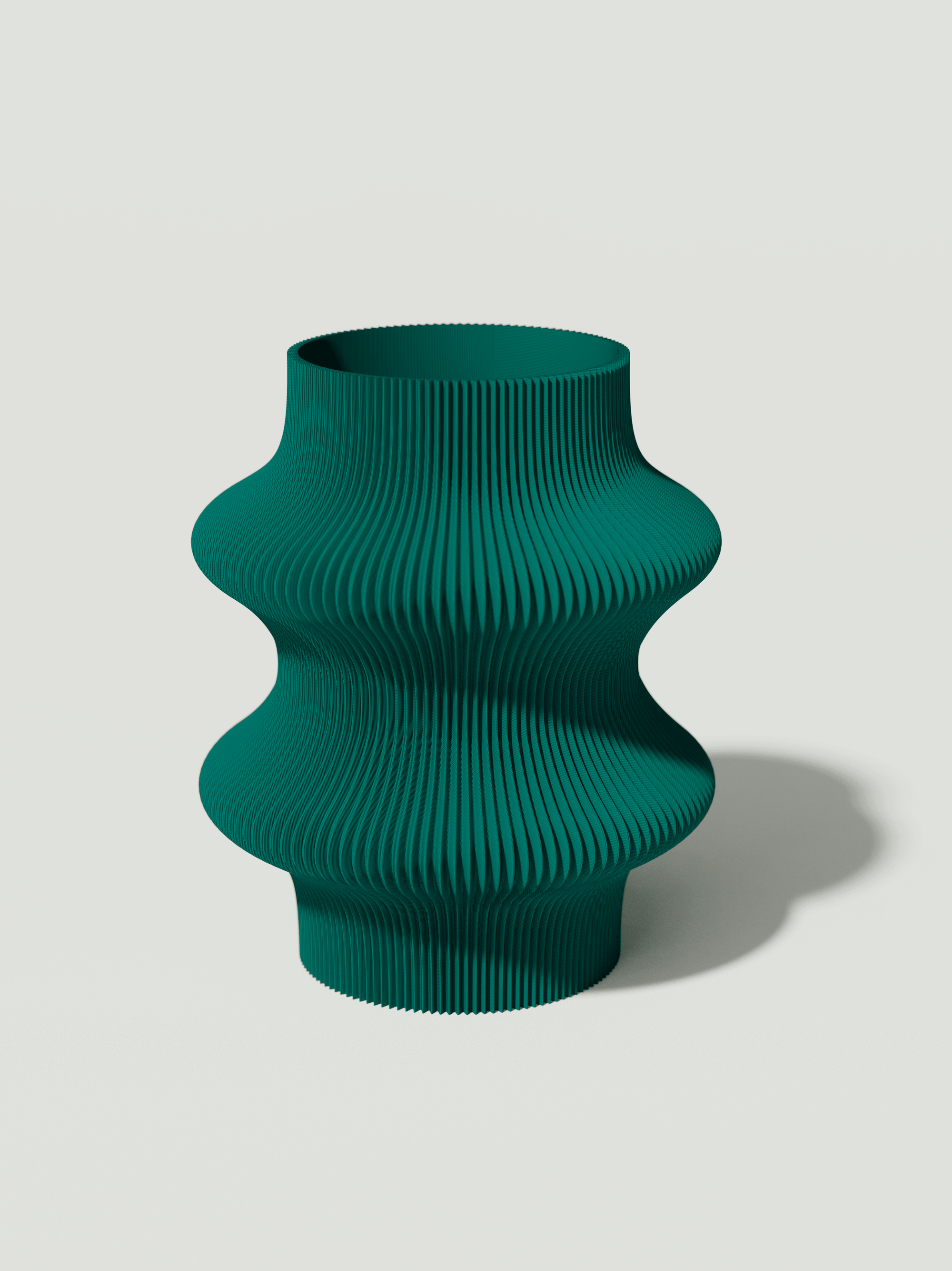Marylin - Vaso elegante e sostenibile, realizzato in 100% PLA biodegradabile, stampato in 3D e Made in Italy. Il suo design raffinato ed ecologico in verde petrolio aggiunge un tocco di stile e sostenibilità a qualsiasi ambiente.
